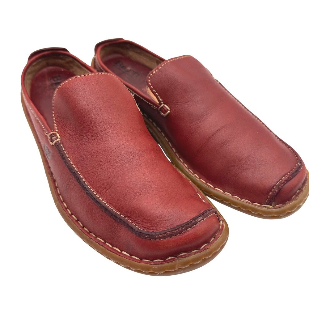 Born Y2K Red Leather Driver Slip On Loafers Square Toe Comfort Shoes Women 8/39